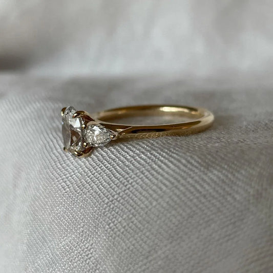 1.20ct oval lab grown diamond ring, pear shoulder stones, minimalist engagement ring, wedding ring, bridal jewelry, anniversary gift, women gift