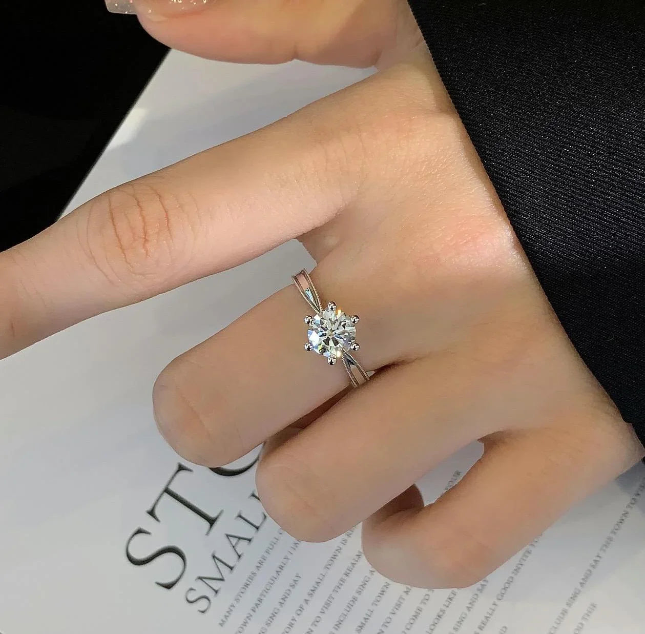 IGI certified round lab grown diamond engagement ring, basket pavé setting, elegant bridal jewelry, promise ring, birthday gift for her