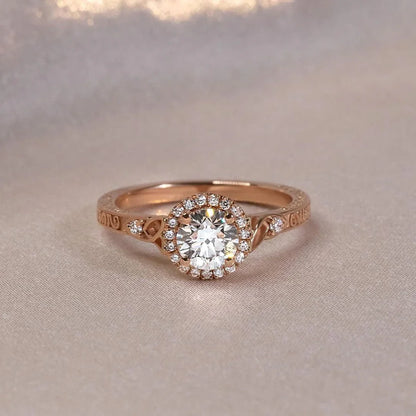 1.20ct Round Lab Grown Diamond Engagement Ring | Halo Cathedral Setting | IGI Certified 