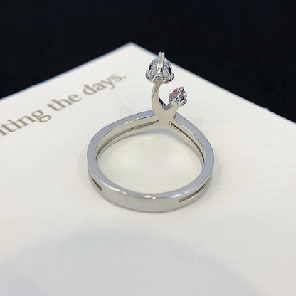 1.20TCW Heart & Fancy Round Lab Grown Diamond Engagement Ring | Toi Et Moi Double Band Setting | IGI Certified 