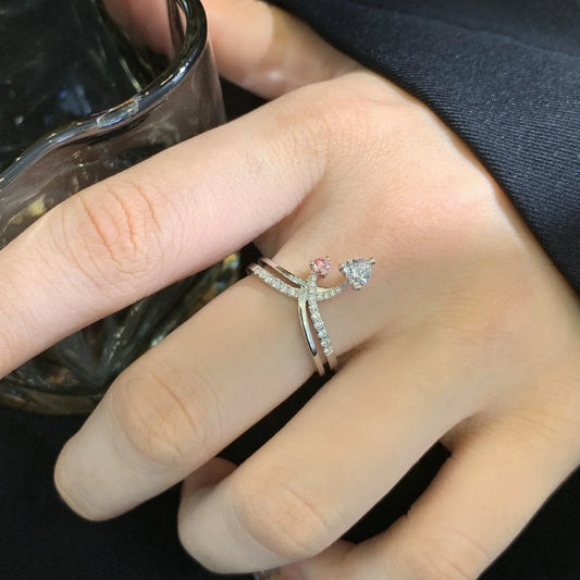 1.20TCW heart and round lab grown diamond engagement ring, Toi Et Moi double band setting, IGI certified, bridal jewelry, ethical ring