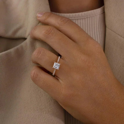 1.20TCW Princess Lab Grown Diamond Engagement Ring | Cathedral Setting | IGI Certified 