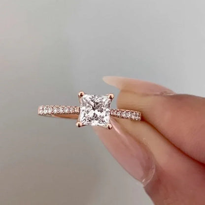 1.20TCW Princess Lab Grown Diamond Engagement Ring | Cathedral Setting | IGI Certified 