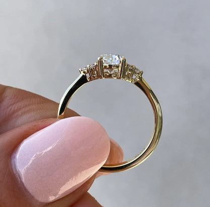 Pear lab grown diamond solitaire engagement ring 1.30TCW, accent stone setting, IGI certified bridal ring, sustainable fine jewelry
