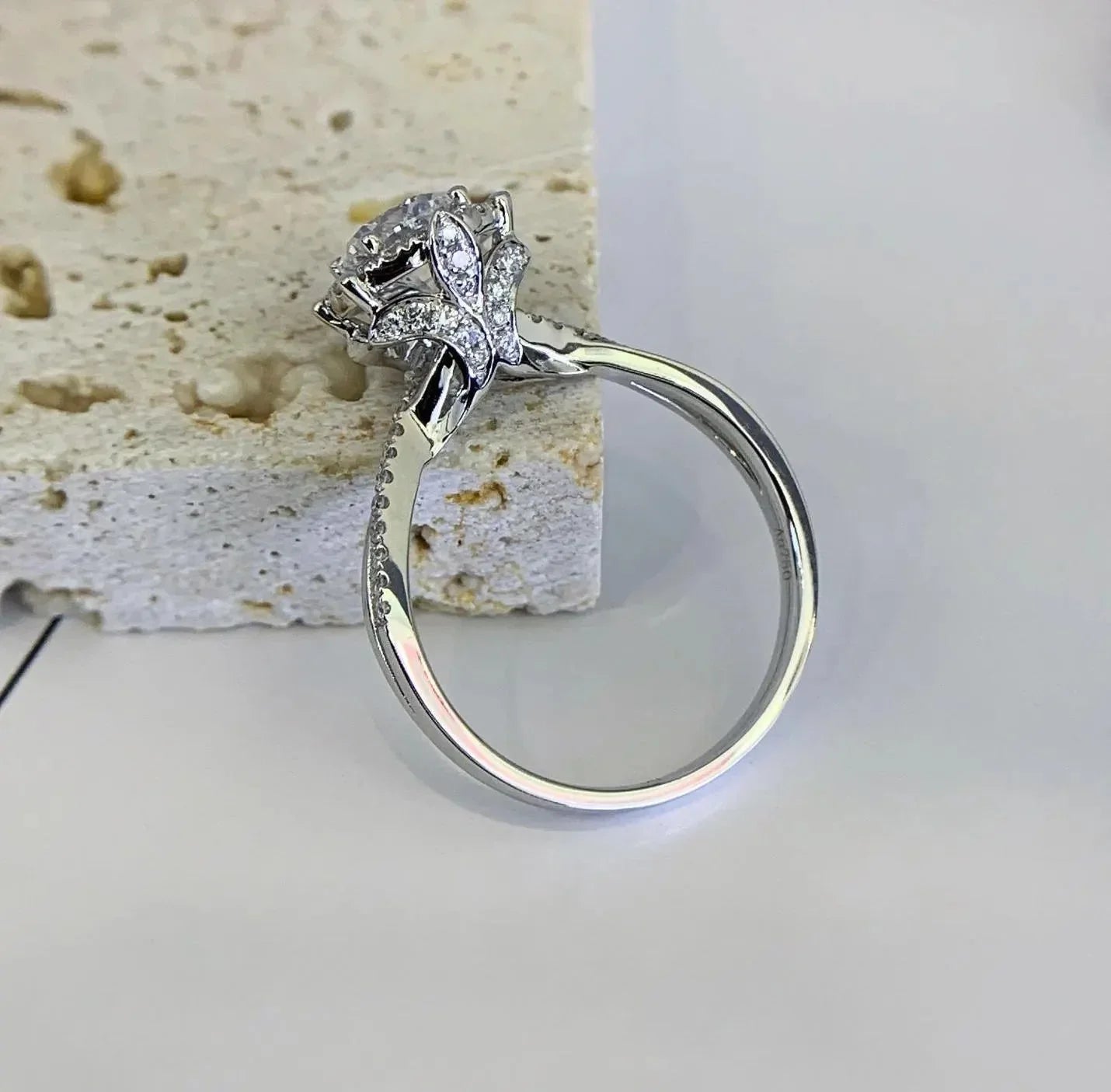 1.30TCW Round Lab Grown Diamond Engagement Ring | Hidden Halo Split Band Setting | IGI Certified 