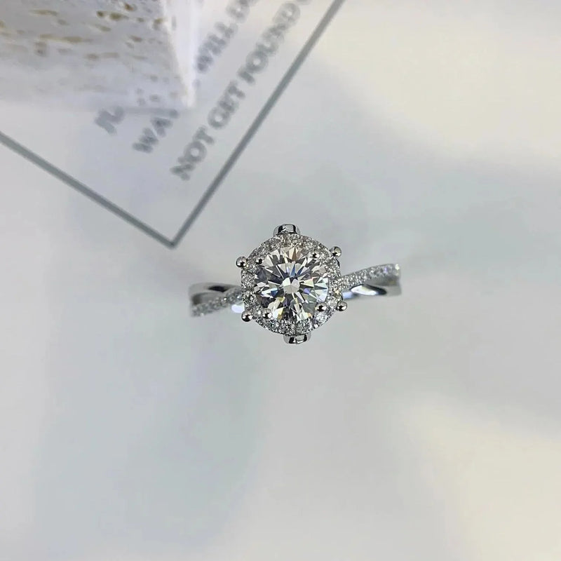 1.00CT Round Lab Grown Diamond Engagement Ring | Hidden Halo Split Band Setting | IGI Certified