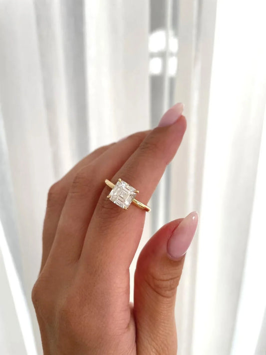 2.50ct Asscher lab grown diamond engagement ring classic solitaire setting IGI certified bridal wedding ring luxury engagement jewelry for her