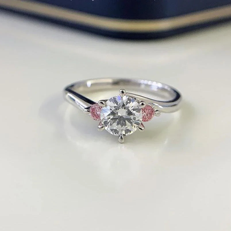Round lab created diamond bypass engagement ring 1.40 TCW, IGI certified, elegant bridal jewelry, ethical fine jewelry gift