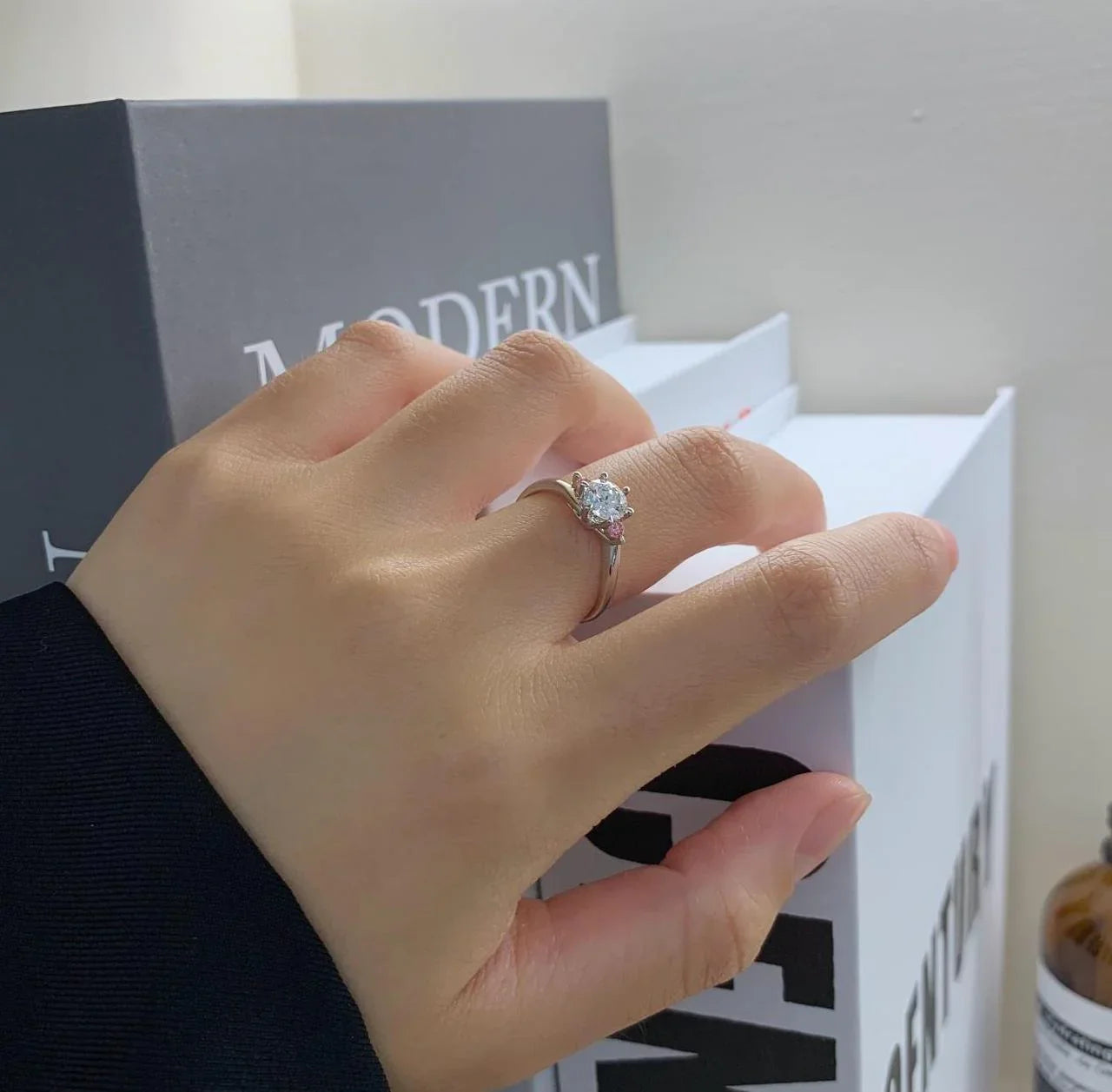 Round cut lab grown diamond bypass engagement ring 1.40 TCW, IGI certified, elegant bridal ring, ethical luxury jewelry design