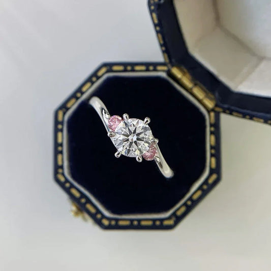 1.40 TCW round lab grown diamond engagement ring, bypass ring design, IGI certified, luxury bridal jewelry, sustainable diamond ring