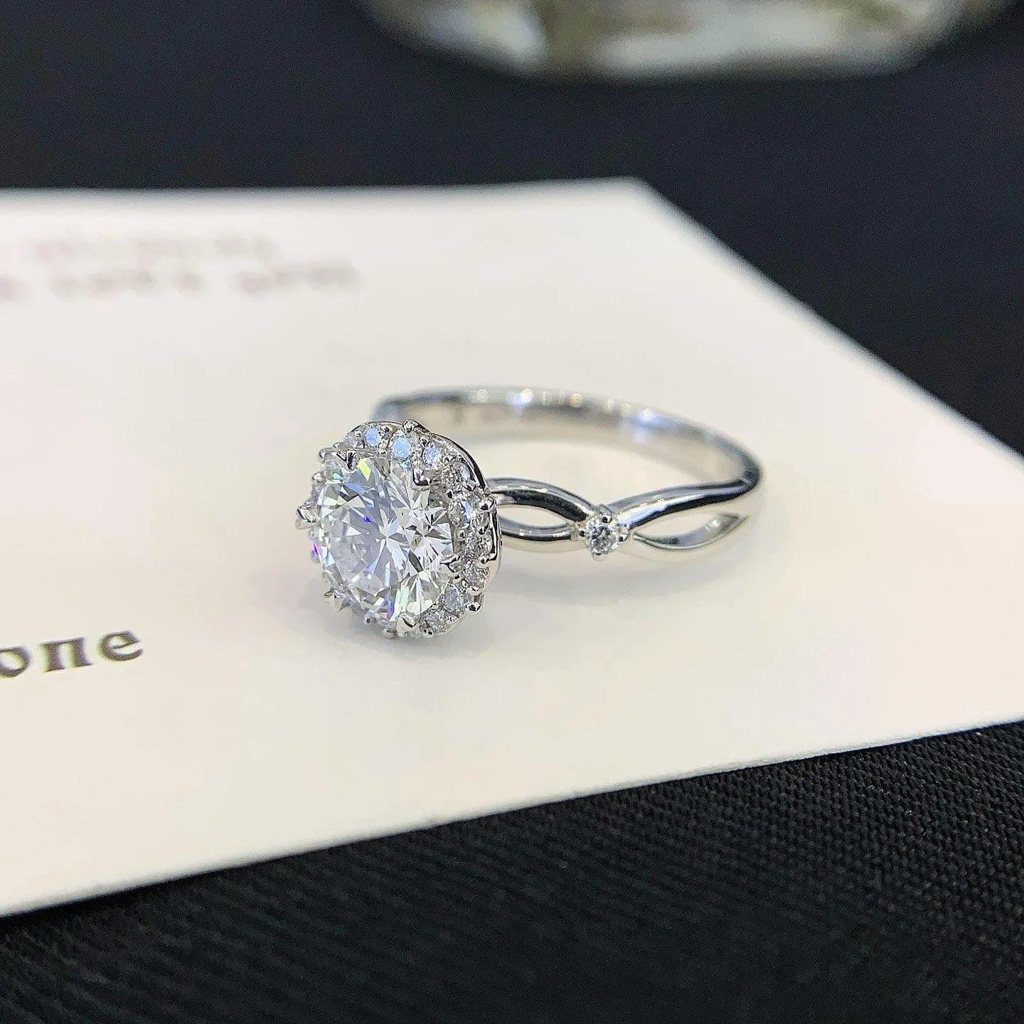 IGI certified 1.40 TCW round lab diamond engagement ring, criss cross halo band, luxury proposal ring, sustainable jewelry