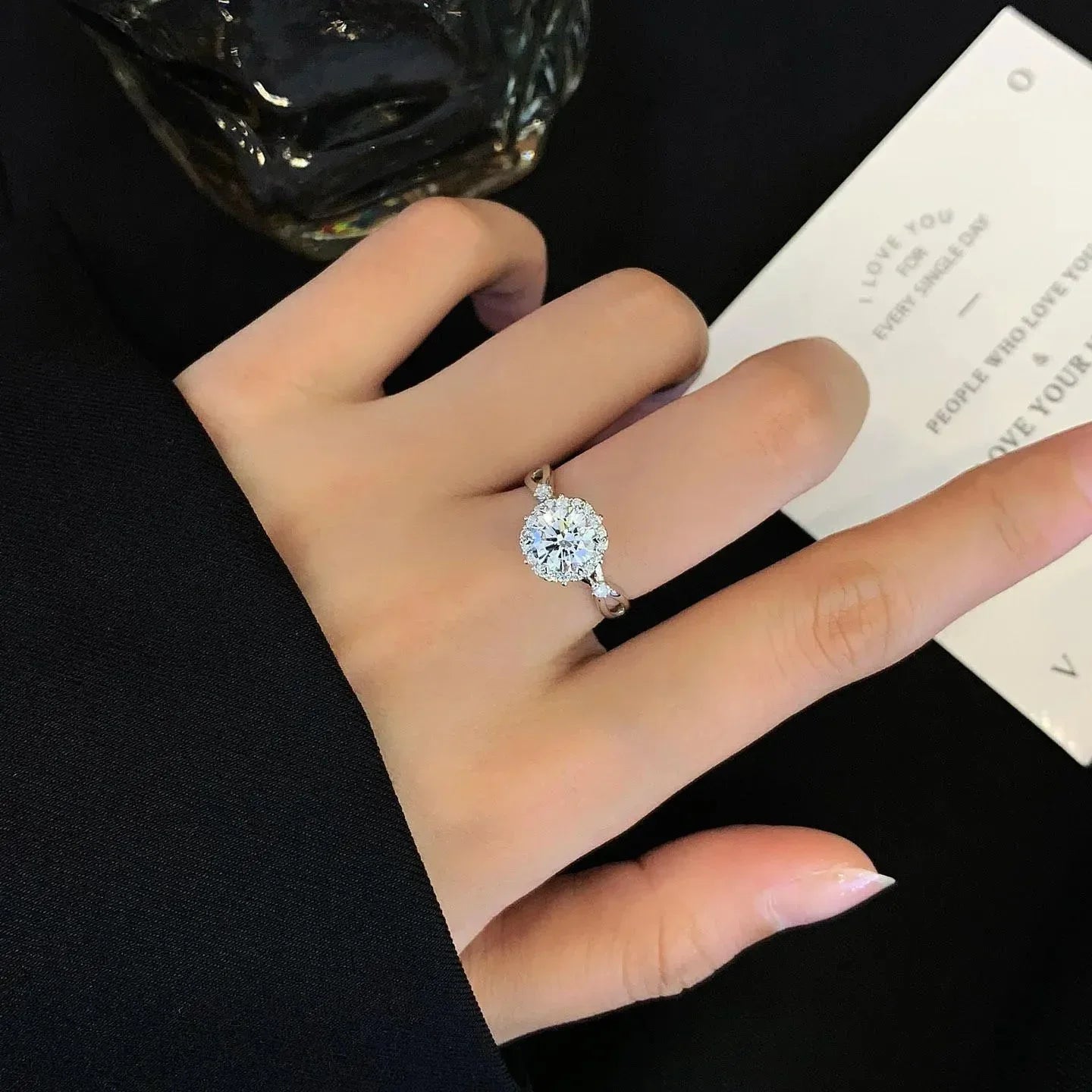 1.40 TCW Round Lab Grown Diamond Engagement Ring | Criss Cross Halo Ring | IGI Certified 