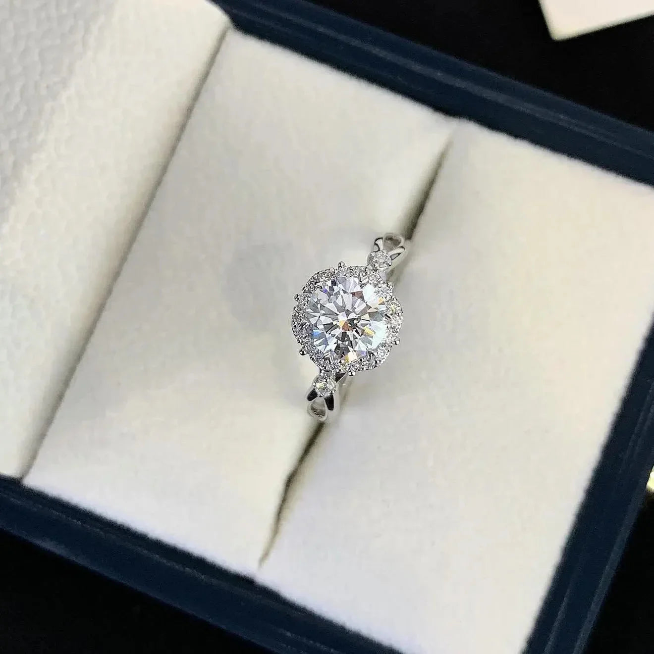 1.40 TCW Round Lab Grown Diamond Engagement Ring | Criss Cross Halo Ring | IGI Certified 