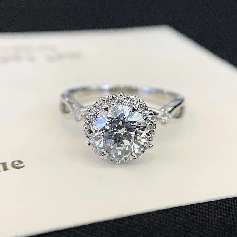 1.00 CT Round Lab Grown Diamond Engagement Ring | Criss Cross Halo Ring | IGI Certified