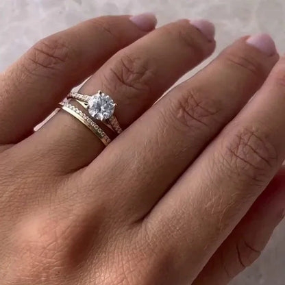 1.40TCW Round Lab Grown Diamond Engagement Ring | Cathedral Pavé Setting | IGI Certified 