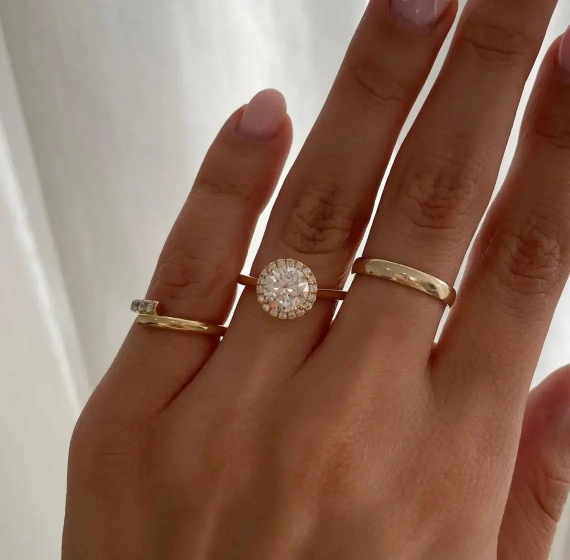 1.45TCW Round Lab Grown Diamond Engagement Ring | Halo Setting with 1.25ct Center | IGI Certified 