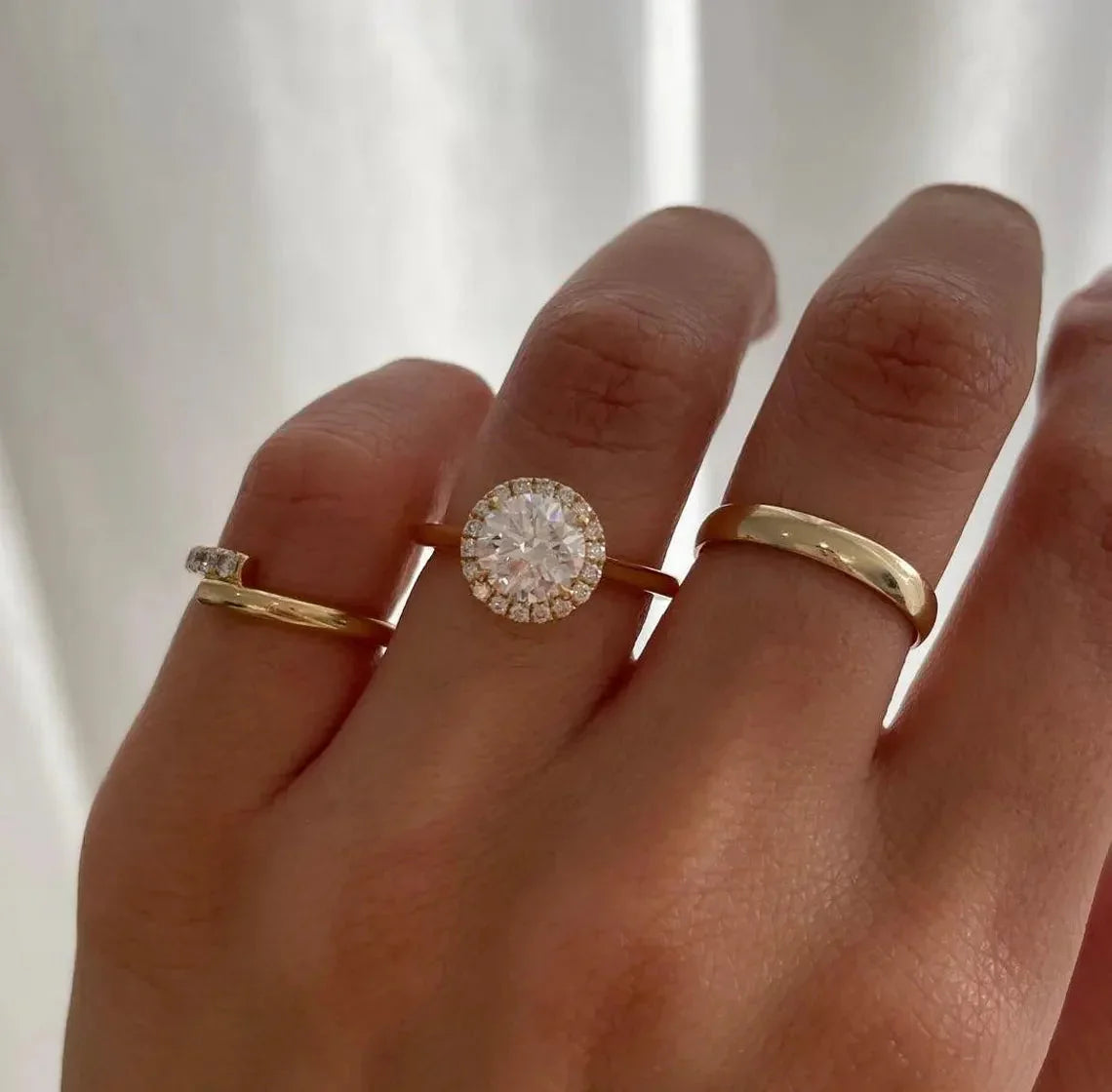 1.45TCW Round Lab Grown Diamond Engagement Ring | Halo Setting with 1.25ct Center | IGI Certified 