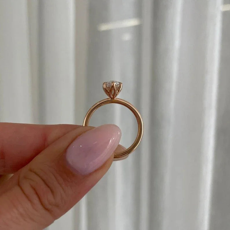Marquise solitaire engagement ring, lab created diamond, IGI certified, elongated diamond ring, ethical fine jewelry, bridal solitaire ring