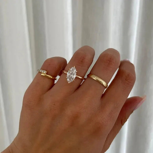 Marquise lab grown diamond engagement ring, solitaire setting, 1.50 CT diamond, IGI certified, ethical bridal jewelry, luxury ring