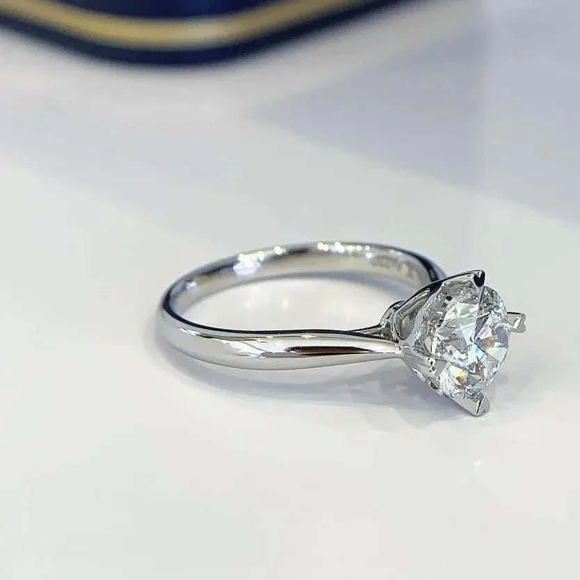 Round lab grown diamond engagement ring 1.50 CT, heart prong solitaire ring, IGI certified diamond, luxury bridal ring, eco friendly jewelry