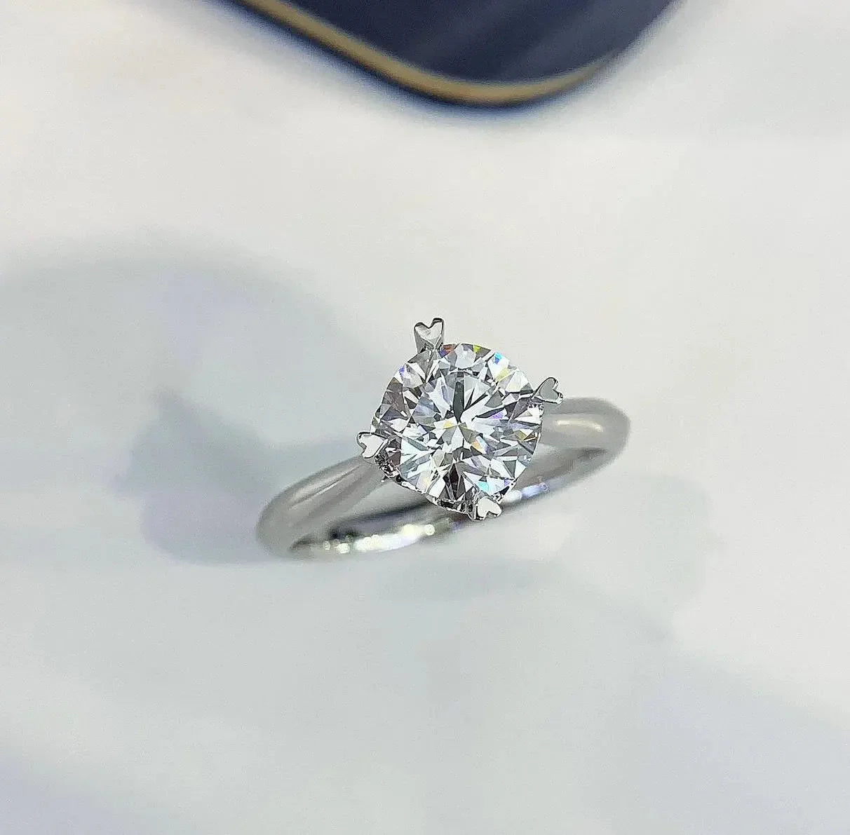 1.50 CT Round Lab Grown Diamond Engagement Ring | Romantic Heart Prong Setting | IGI Certified 