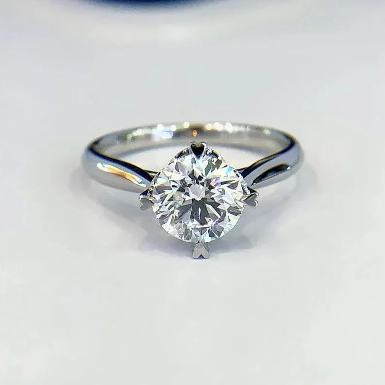 1.50 CT round lab grown diamond engagement ring, heart prong solitaire, IGI certified diamond ring, white gold bridal jewelry, ethical proposal ring