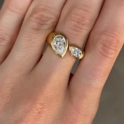 1.50 TCW Double Pear Lab Grown Diamond Engagement Ring | Toi Et Moi Ring | IGI Certified 
