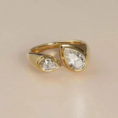 1.50 TCW Double Pear Lab Grown Diamond Engagement Ring | Toi Et Moi Ring | IGI Certified 