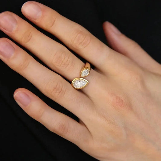 1.50 TCW double pear lab grown diamond engagement ring, Toi Et Moi ring, IGI certified bridal jewelry, pear cut solitaire, ethical diamond ring