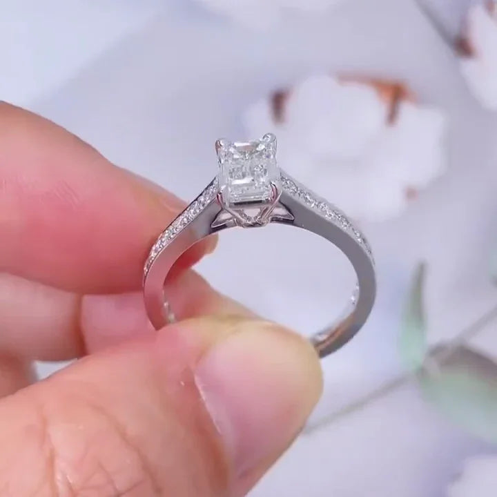 1.50 TCW Emerald Lab Grown Diamond Engagement Ring | Channel Set Ring | White Gold | IGI Certified 