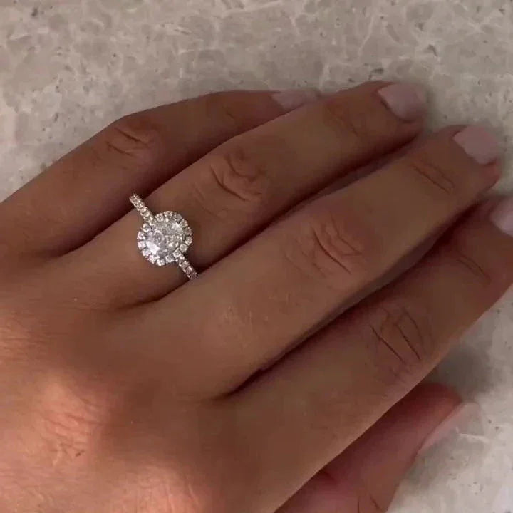 Cushion cut diamond engagement ring 1.50ct lab grown, halo cathedral setting, IGI certified bridal ring, eco friendly luxury diamond jewelry