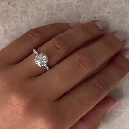 Cushion cut diamond engagement ring 1.50ct lab grown, halo cathedral setting, IGI certified bridal ring, eco friendly luxury diamond jewelry