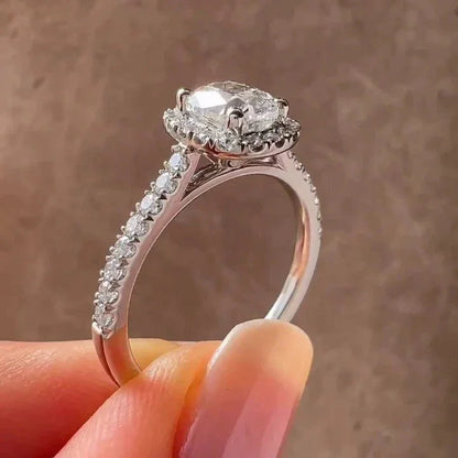 1.50ct Cushion Lab Grown Diamond Engagement Ring | Halo Cathedral Setting | IGI Certified 