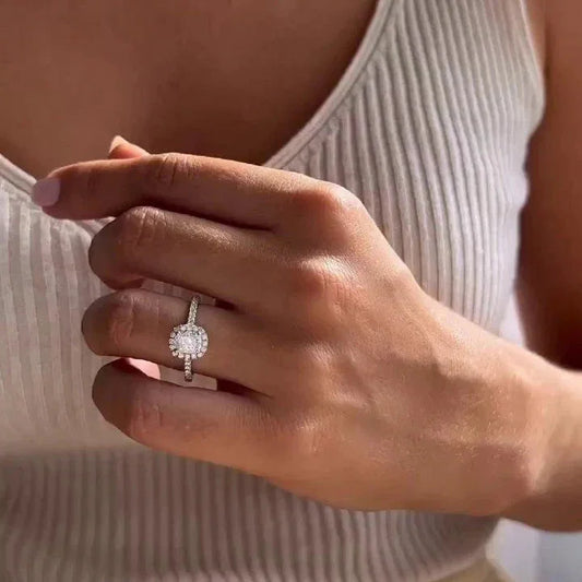 1.50ct cushion lab grown diamond engagement ring, halo cathedral setting, IGI certified diamond ring, bridal jewelry, ethical engagement ring design