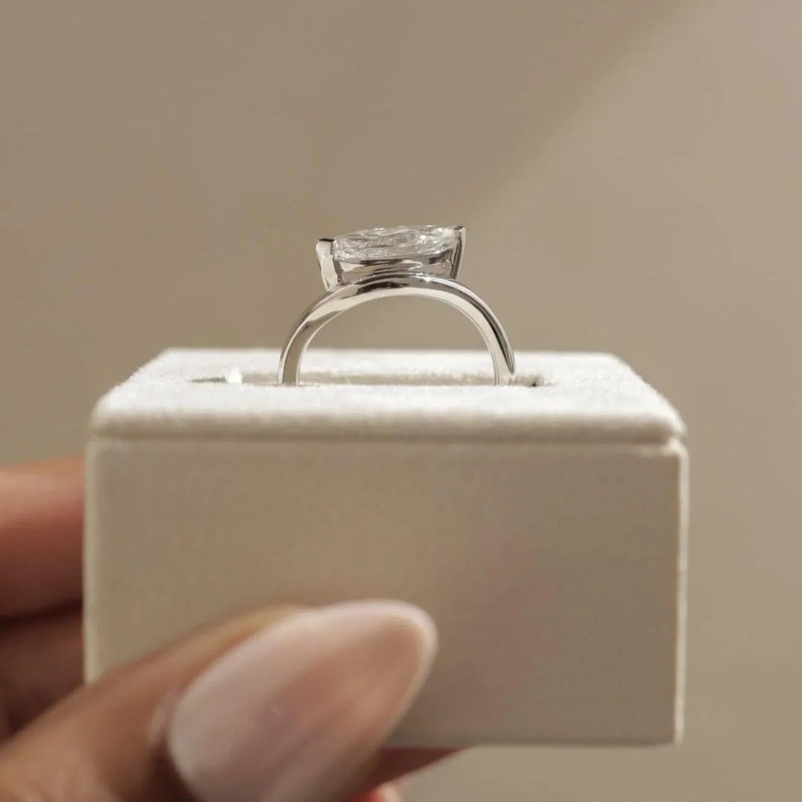 1.50ct lab created marquise diamond engagement ring, east-west solitaire setting, IGI certified fine jewelry, modern minimalist bridal ring