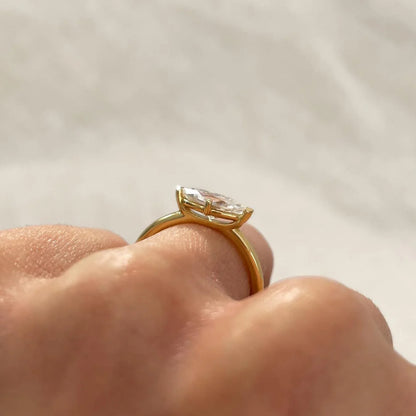 1.50ct lab created marquise diamond engagement ring, east-west solitaire setting, IGI certified fine jewelry, modern minimalist bridal ring design