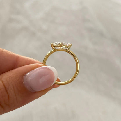 IGI certified 1.50ct marquise lab grown diamond ring, east west solitaire engagement ring, elegant ethical bridal jewelry, luxury engagement ring