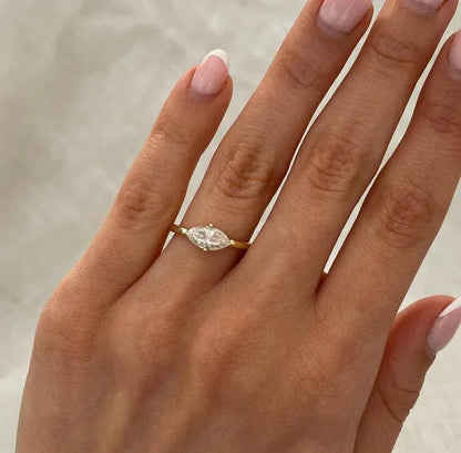1.50ct Marquise Lab Grown Diamond Engagement Ring | East-West Solitaire Setting | IGI Certified 