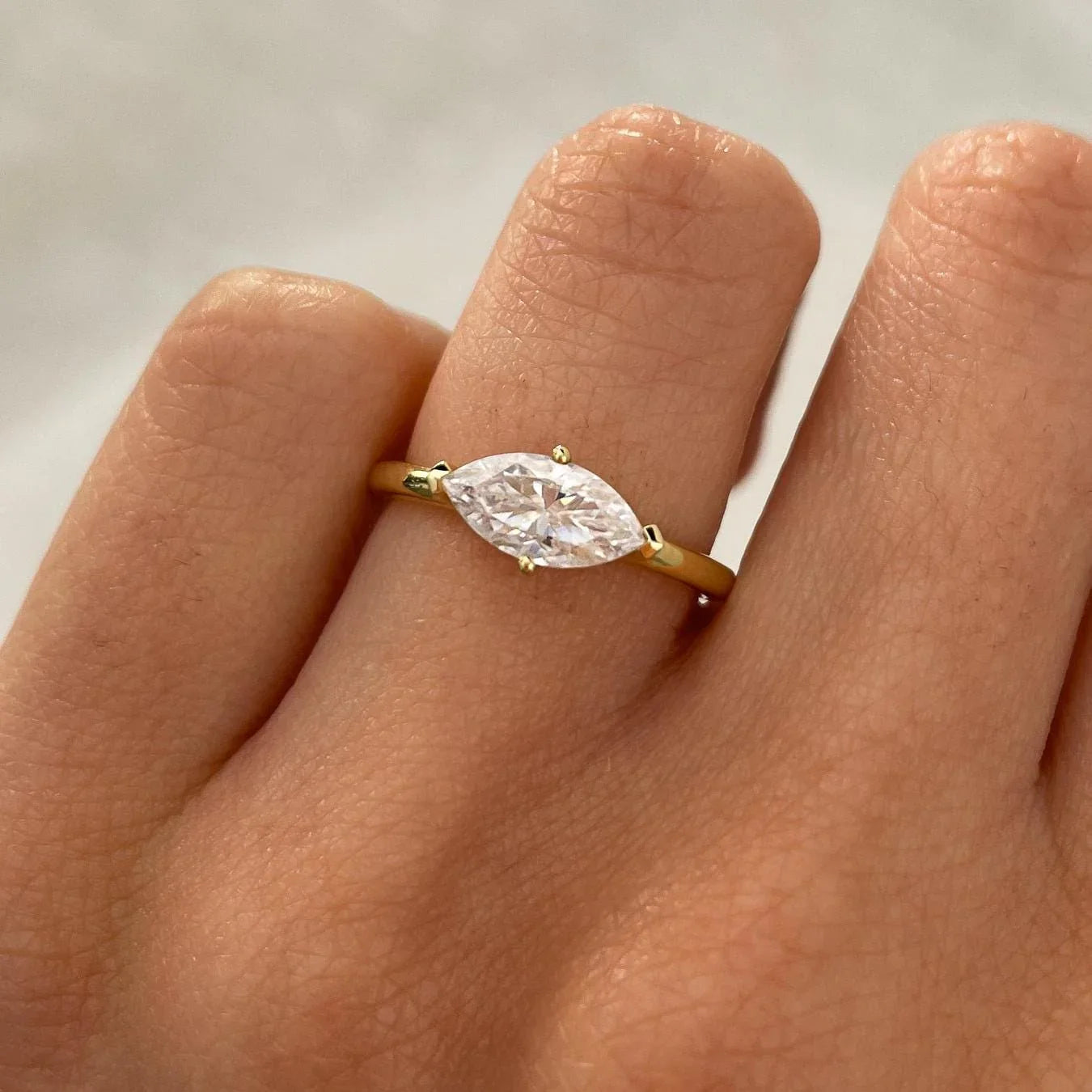 1.50ct Marquise Lab Grown Diamond Engagement Ring | East-West Solitaire Setting | IGI Certified 
