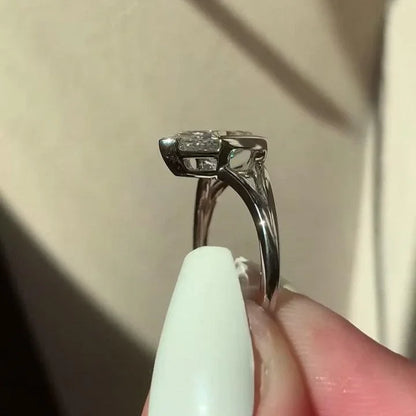 IGI certified 1.50ct marquise lab grown diamond ring, half bezel split shank engagement ring, ethical luxury bridal jewelry design ring