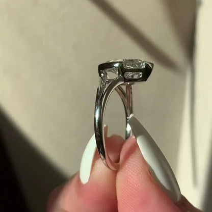 1.50ct Marquise Lab Grown Diamond Engagement Ring | Half Bezel Split Shank Setting | IGI Certified 