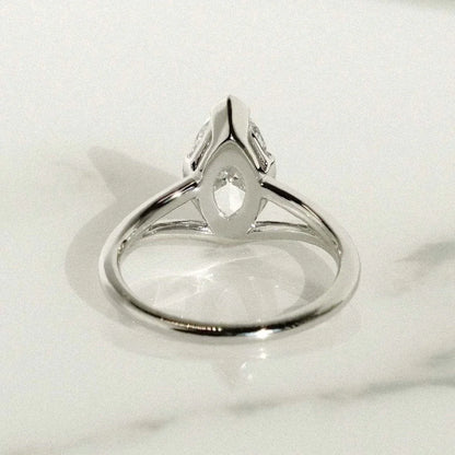 1.50ct Marquise Lab Grown Diamond Engagement Ring | Half Bezel Split Shank Setting | IGI Certified 