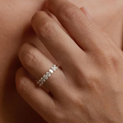 Oval cut lab grown diamond ring 1.50ct, half eternity diamond band, IGI certified bridal ring, elegant wedding jewelry, sustainable diamond ring