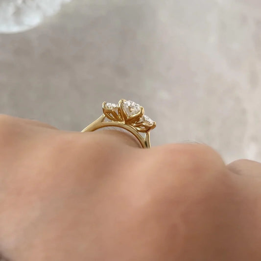 Oval cut lab grown diamond ring 1.50ct, Rohini three stone engagement ring, IGI certified bridal ring, elegant wedding and promise gift jewelry