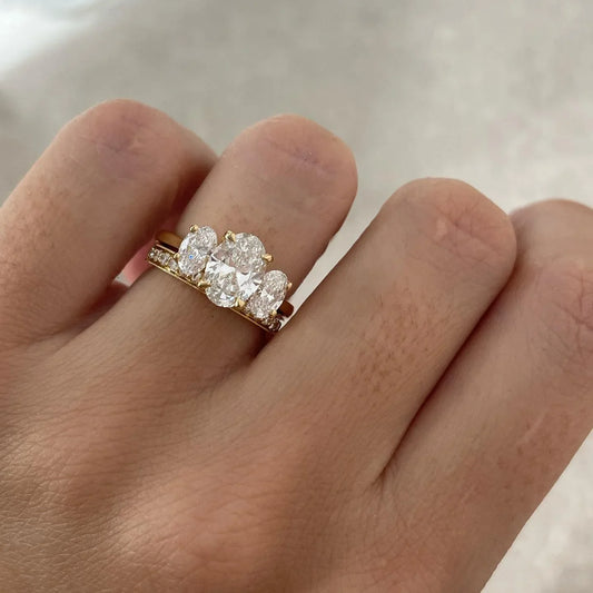1.50ct oval cut lab grown diamond ring, Rohini three stone setting, IGI certified engagement ring, minimalist bridal jewelry, wedding gift for her
