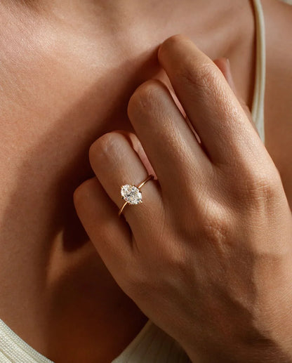 1.50ct lab created oval diamond ring, solitaire floral setting engagement ring, IGI certified fine jewelry, elegant wedding ring for her