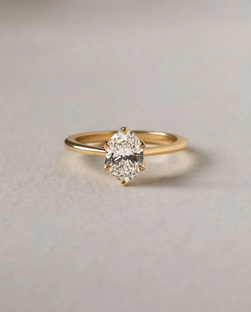 1.50ct Oval Cut Solitaire Floral Setting Lab Grown Diamond Ring Luxurious Engagement Ring and Wedding ring, Anniversary Gift