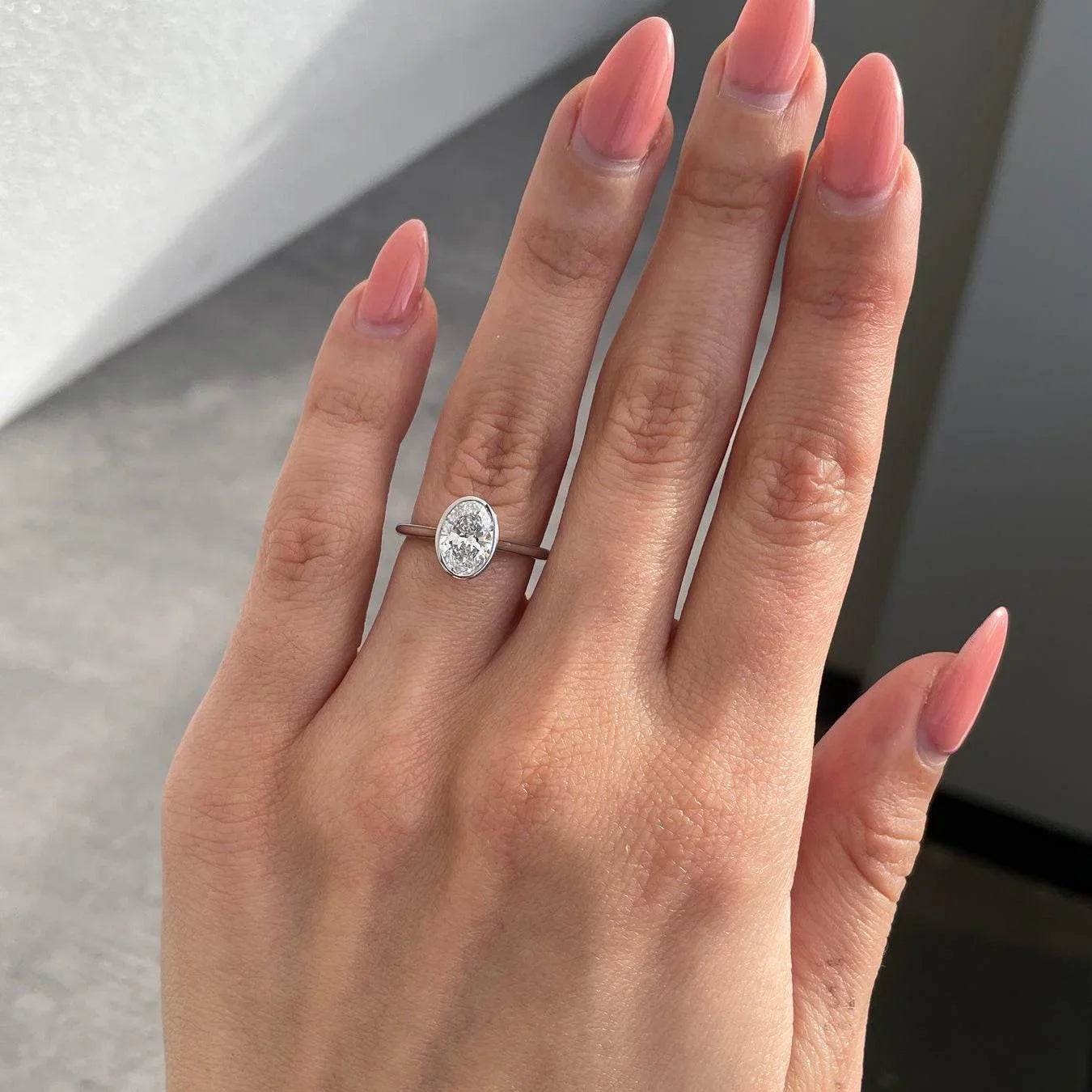 Oval cut lab grown diamond ring 1.50ct, bezel engagement ring, IGI certified diamond jewelry, minimalist bridal ring, sustainable luxury ring