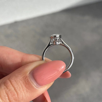 Oval diamond engagement ring 1.50ct lab grown, bezel setting ring, IGI certified bridal jewelry, minimalist ethical engagement ring for women