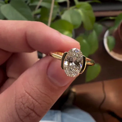 1.50ct Oval Lab Grown Diamond Engagement Ring | Bezel Setting | IGI Certified 